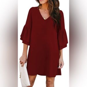 ❗️NWT // Belongsci // V-Neck W/ Bell Sleeve // PLUS SIZE // 3X // Wine Red